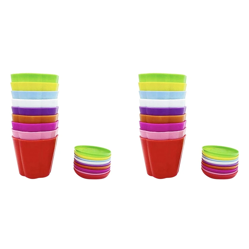 

Multi Color Thick Plastic Plant Pots Seedling Nursery Transplanting Planter Container Outdoor Indoor,18 Pack