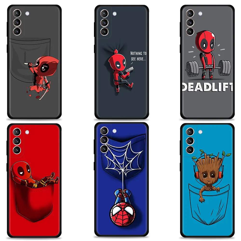 

Superheros Pocket Art Case for Samsung Galaxy S20 S21 FE S22 Ultra S10 S9 S8 Plus Cover Note 20 Funda Marvel Coque TPU Capa