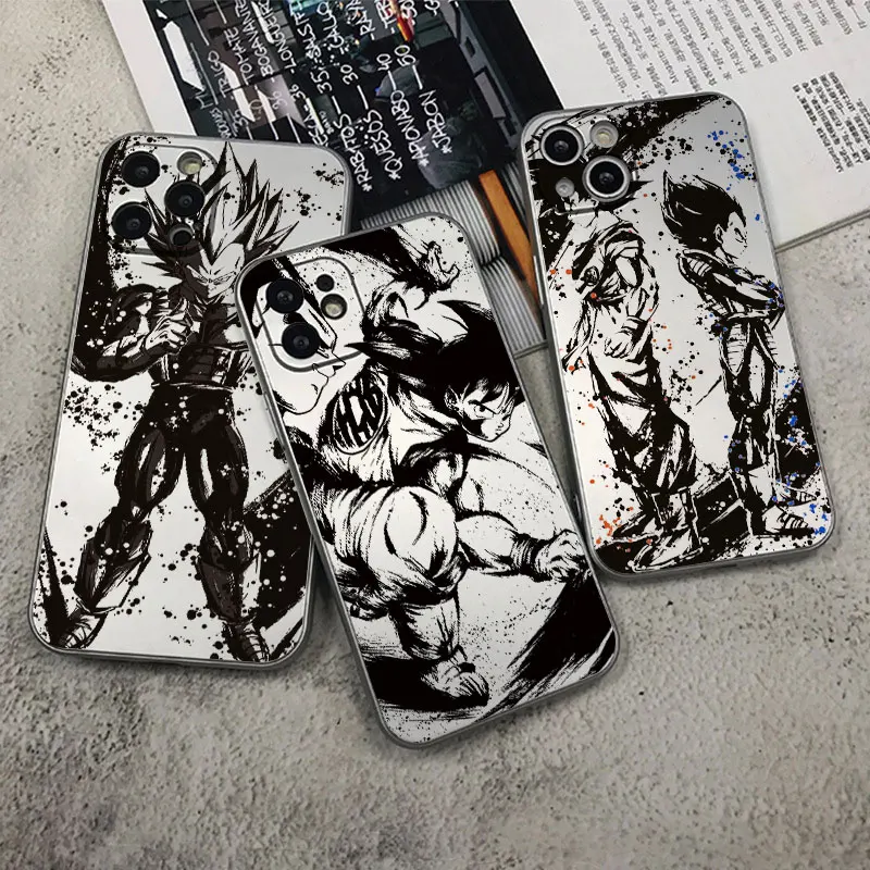 

DBZ Vegeta Saiyan Prince Phone Case for iPhone 8 7 6 6S Plus SE 2022 Metallic Feel Silver Silicone Plating Cover