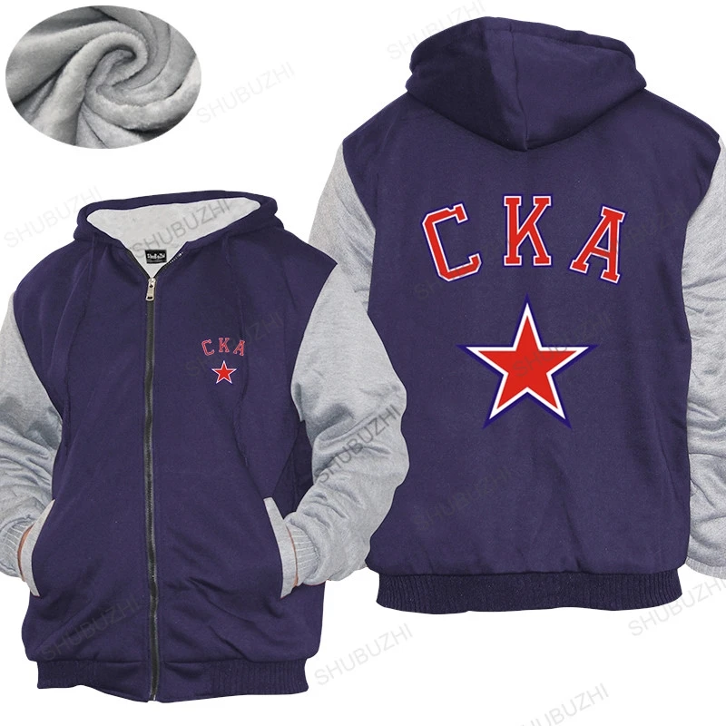 

Men Cotton hoodies winter Brand warm coat KHL CKA Russian Hockey team logo hoodies Cartoon hoodies Fleece hoody Mens warm coat