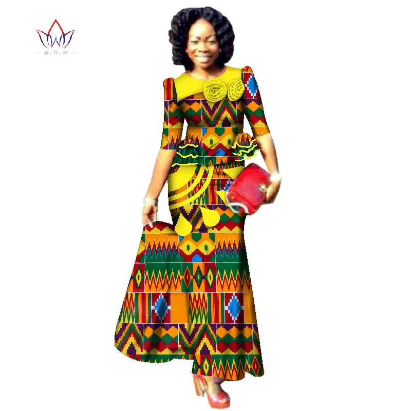Bintarealwax 2021 Fashion African Skrit Sets for Women Traditional Plus Size Clothes Dashiki Elegant Set WY2487 | Тематическая
