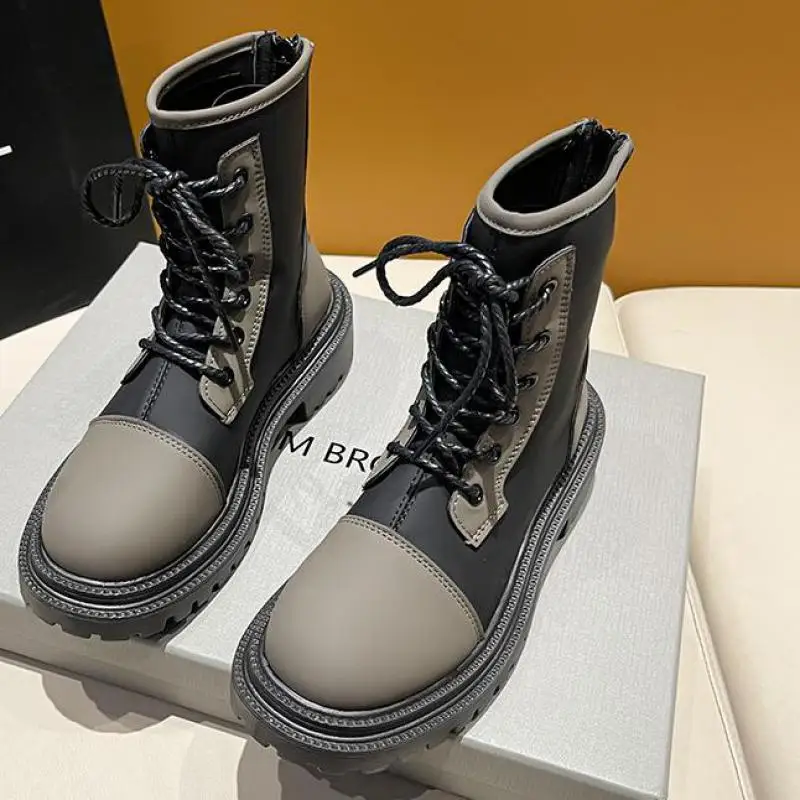 

Female New Footwear Women Ankle Boots 2023 Autumn Winter Shoes Pumps Round Toe Pu Leather Ytmtloy Botine De Mujer Square Heel