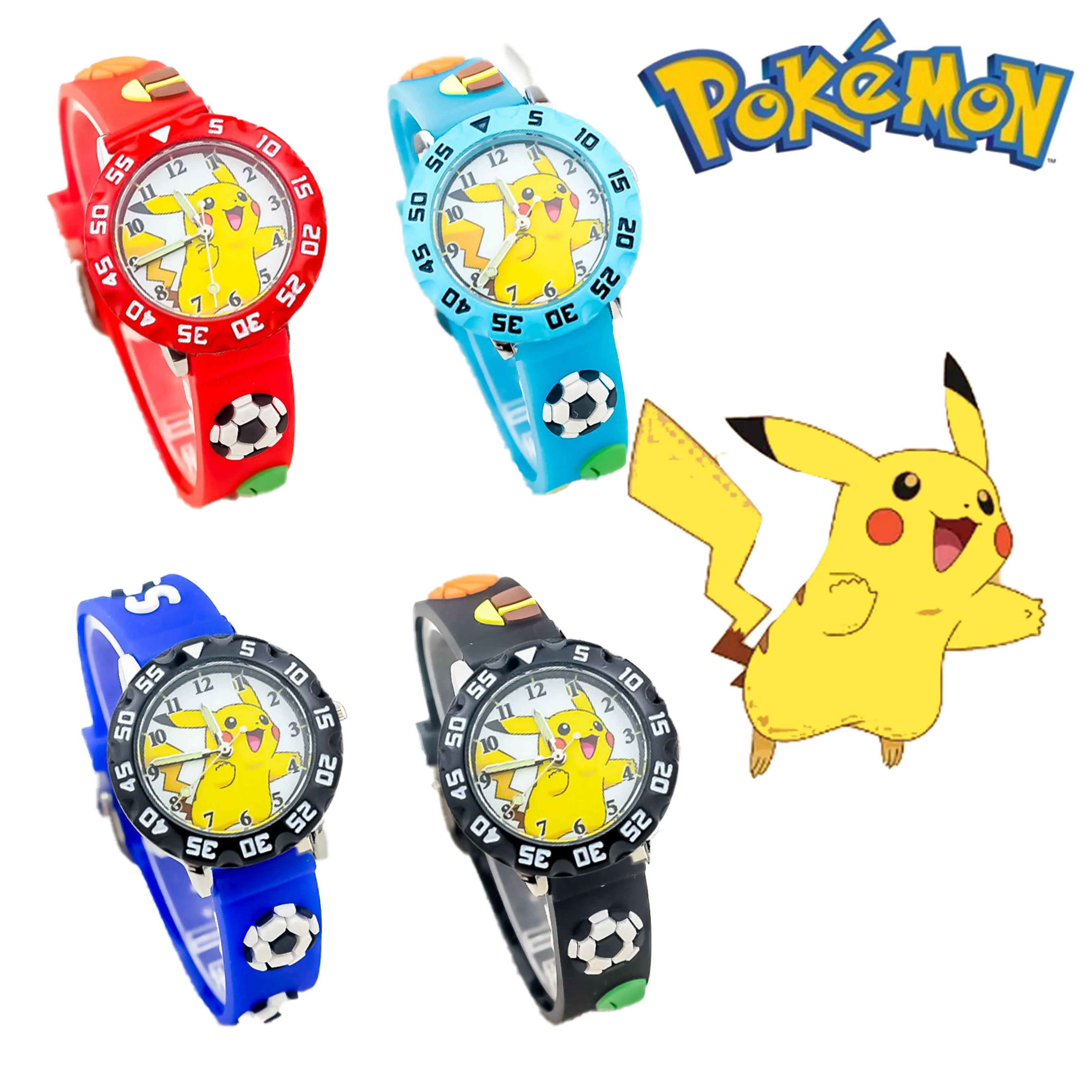 

Pocket monster cartoon children's watch leather watch band digital outer ring for children's birthday gift Excellent products