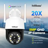 Srihome  SH041 5MP UHD 2.4G&5G Dual Band 20X Zoom Outdoor Water-proof WIFI IP Dome Camera Onvif Full Color AI Humanoid  Monitor