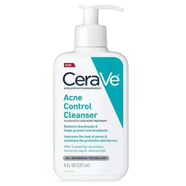 CeraVe Face Wash Acne Treatment 2% Salicylic Acid Cleanser Purifying Clay for Oily Skin Blackhead Remover Clogged Pore Control 1