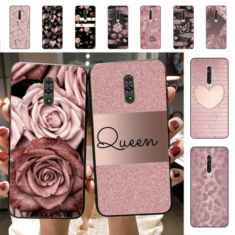 

Beautiful Pink Rose Bling Picture Phone Case for Vivo Y91C Y11 17 19 17 67 81 Oppo A9 2020 Realme c3