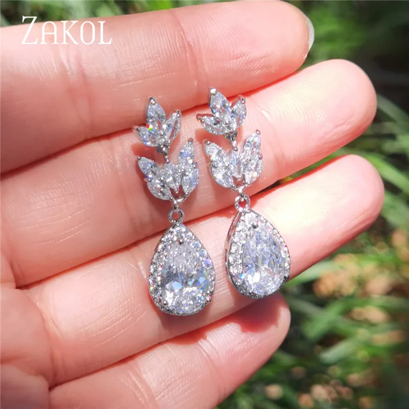 ZAKOL романтические каплевидные висячие серьги с кубическим цирконием в форме