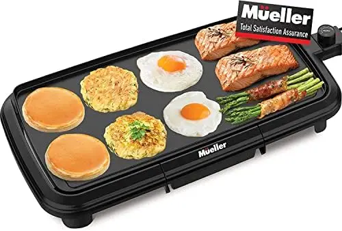 

HealthyBites Eco Nonstick 20 Inch Griddle Teflon-free, 10 Eggs at Once, Cool-Touch Handles and Slide-Out Drip Tray, for Breakfa