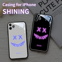 shining case for iphone 13 12 11 pro max x xs xr se 2020 led light phone case tempered glass cover for iphone 13 12 mini