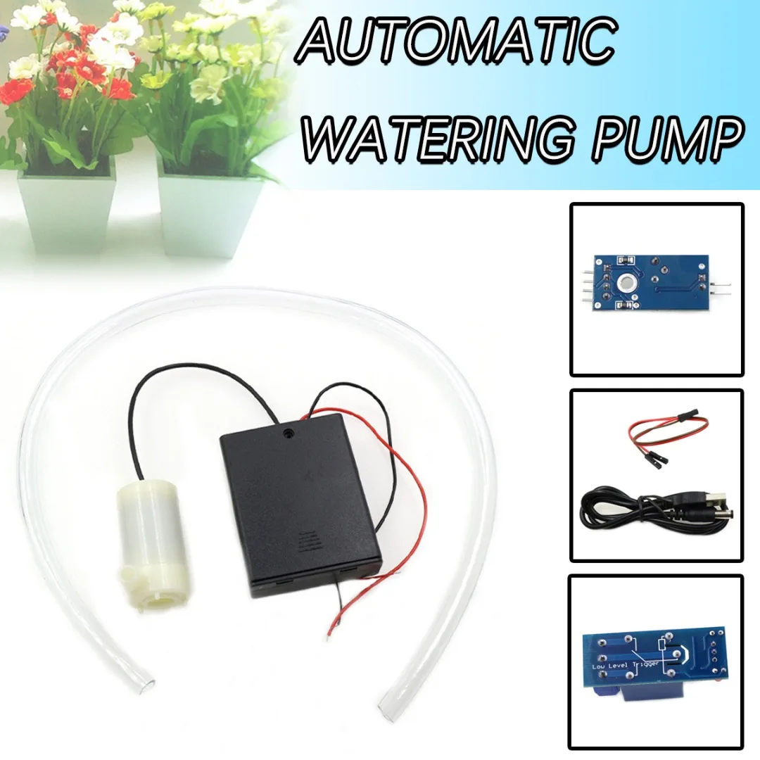 

1pc DIY Automatic Watering System Kit DC5V Relay Module Soil Moisture Sensor Water Pump Lawn Watering System For Garden