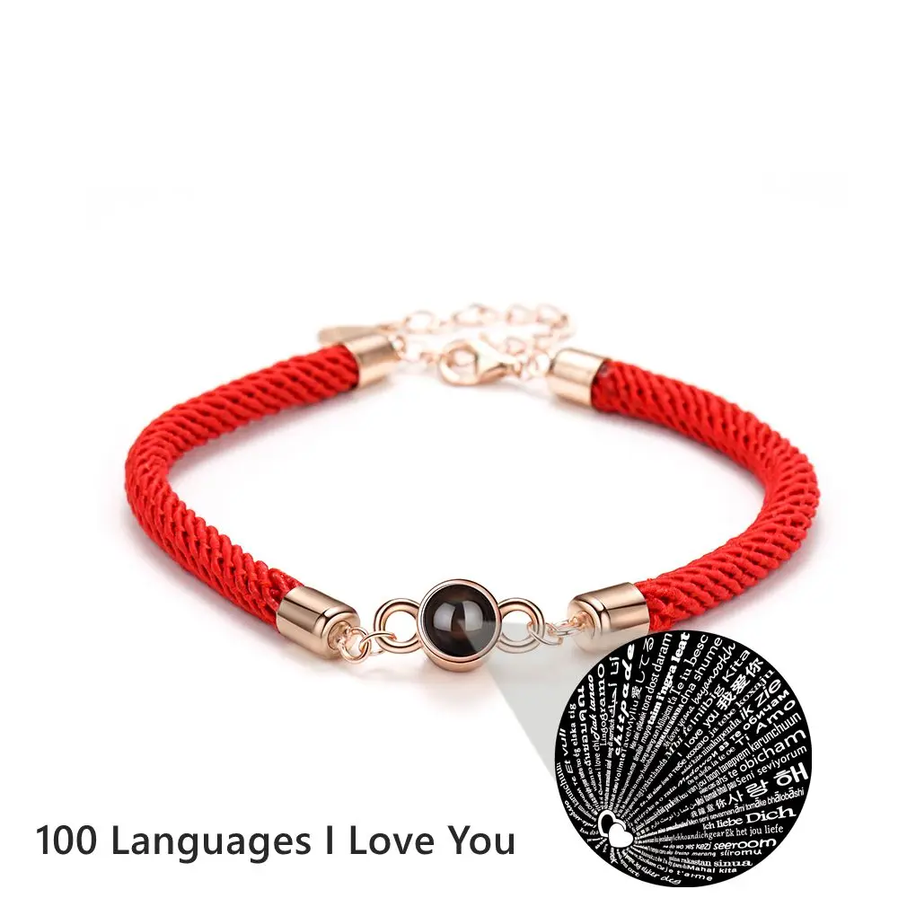 Projection Couple Bracelet 100 Languages I Love You Simple Personalized Custom Bracelets for Women Jewelry Gift Female Men