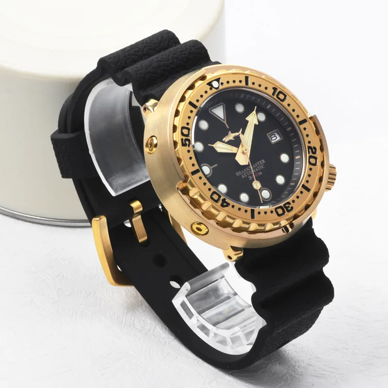 Фото Часы Heimdallr Watch Bronze Tuna 44MM с черным циферблатом, ретро-дизайном, люминесцентным покрытием, сапфировым стеклом, водонепроницаемостью до 200 м, автоматическим механическим механизмом NH35. №2