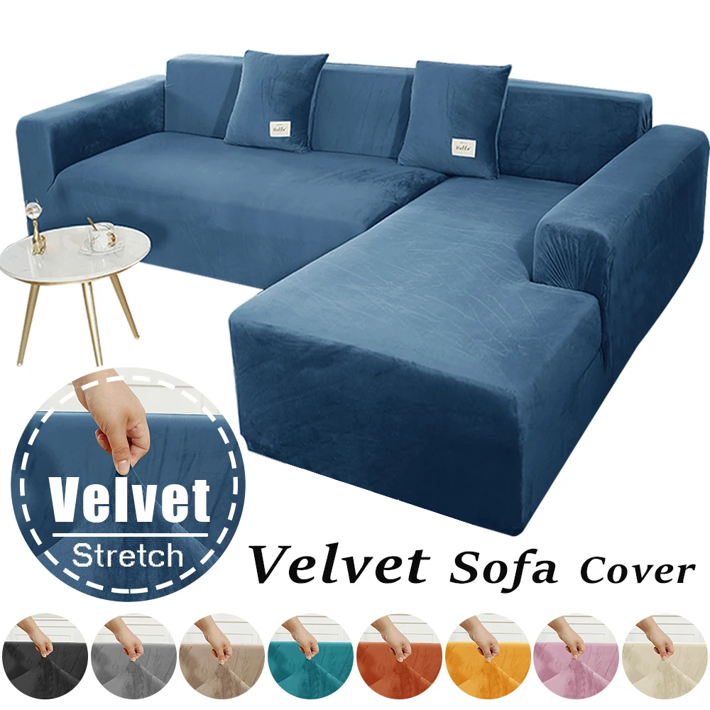 

Super Soft Velvet Sofa Cover For Living Room Elastic L Shaped Chaiselongue Corner Couch Slipcover Washable Armchair Sofa Covers