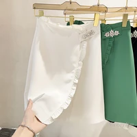 ruffled diamond stitching high waist suit skirt womens summer chiffon skirts solid color 2022 new temperament solid color