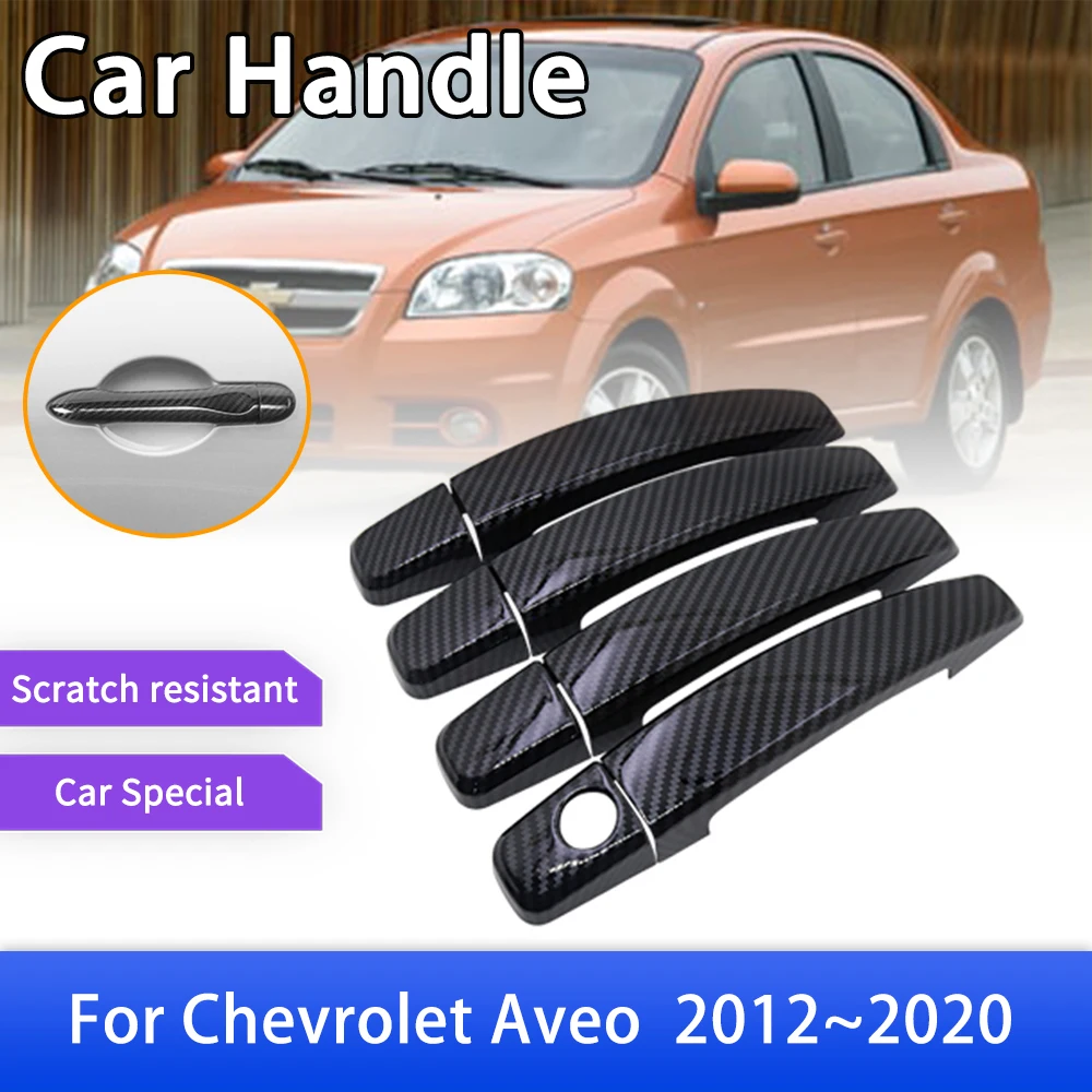 

for Chevrolet Aveo Sonic Barina T300 2012~2020 2015 2016 2017 Carbon Fiber Door Handle Cover Car External Accessories Stickers