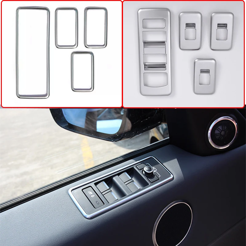 

4Pcs ABS Chrome Window Lift Switch Frame Cover Trim Stickers For Land Rover Range Rover Sport RR Sport 2014-2017 Car Accessories