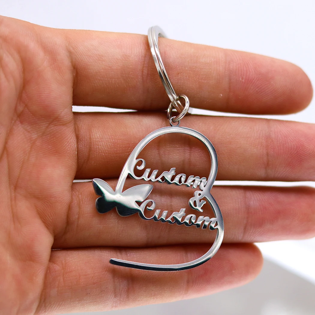 Персонализированный брелок из нержавеющей стали с двумя именами для мужчин