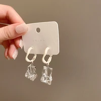 s925 irregular transparent acrylic earrings korean style fashion pendant hoop earrings for woman girls summer beach