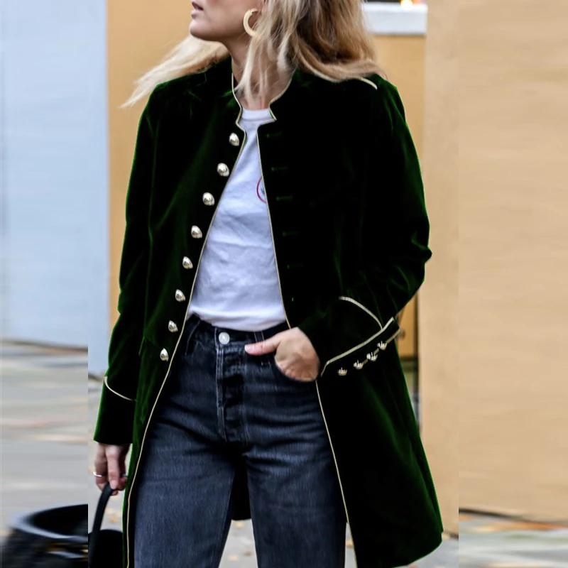 

Модный однотонный бархатный кардиган на пуговицах, осень 2022, женская элегантная прямая Повседневная куртка с длинным рукавом, женское длин...