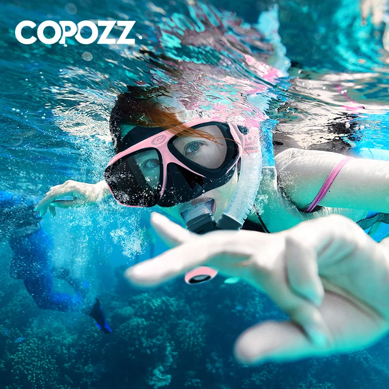 COPOZZ 2021 маска для подводного плавания, Набор противотуманных очков с подводным плаванием, регулируемый ремень для женщин и мужчин, плаватель... (art.: 7ae6fcc1d) - 7ae6fcc1d