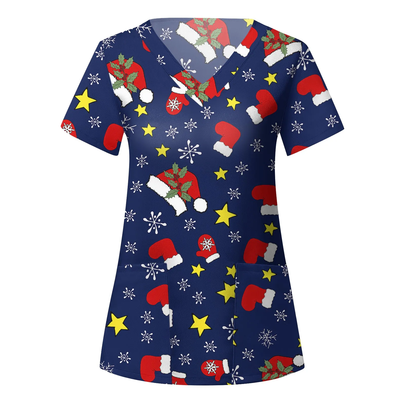 

Christmas Nurse Uniform Clinic Blouse Womens Scrubs Blouse Xmas Working Nursing Uniform Medical Care Workers Uniform Healthcare