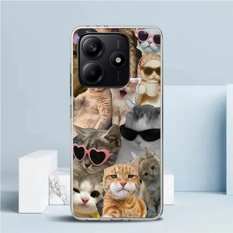 Фото Мягкий чехол с мемами «Плачущий кот» для Xiaomi Redmi Note 15 14 13 12 Pro Plus, чехол для телефона 14S 11S 11T 5G 11E 10 4G, узорчатый чехол Redmi N №3