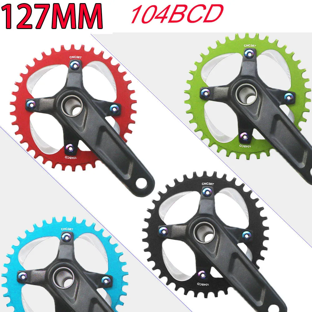 Kids Bike Crankset Crank Arm Set 127mm Single Speed Crank Narrow Wide Chainring 32 34 36 38 40 42 T Bicycle 12 14 16 18 20 inch