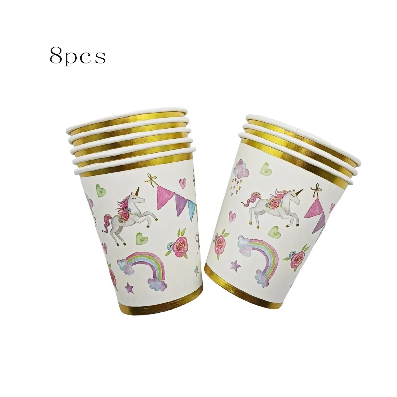 

Одноразовый набор посуды DOQEVYHL с единорогом и цветами