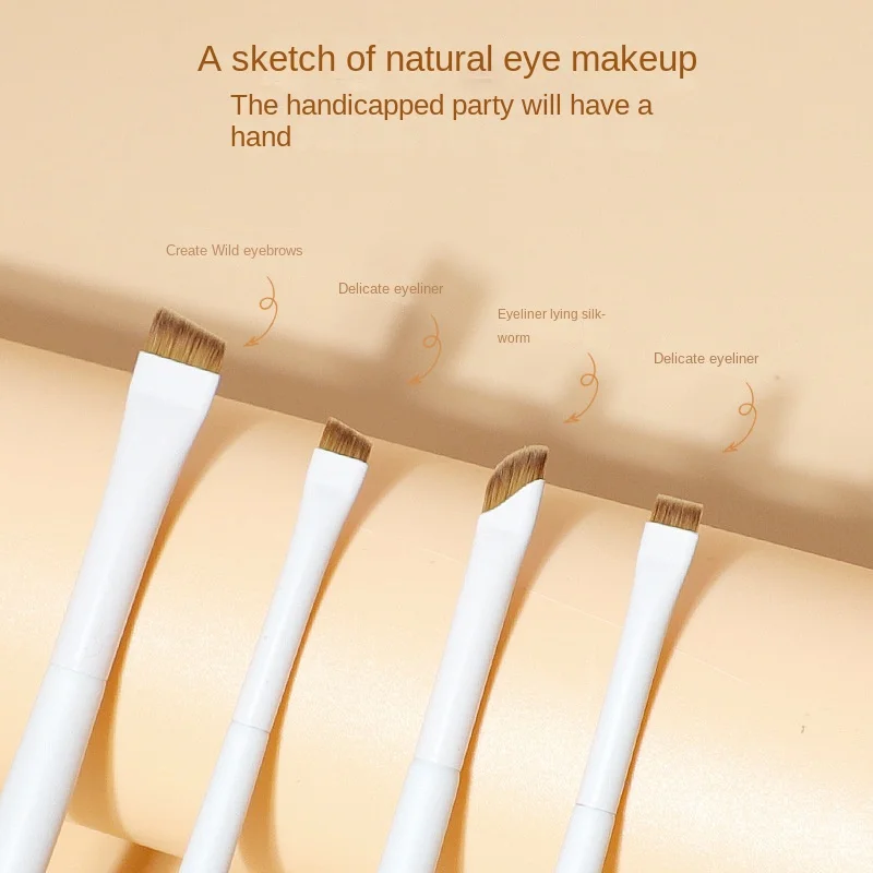 

4Pcs Sickle Blade Eyeliner Brush Ultra Thin Flat Fine Eye Liner Makeup Brush Set Flat Eyeliner Brush Eyebrow Make Up Brush Set