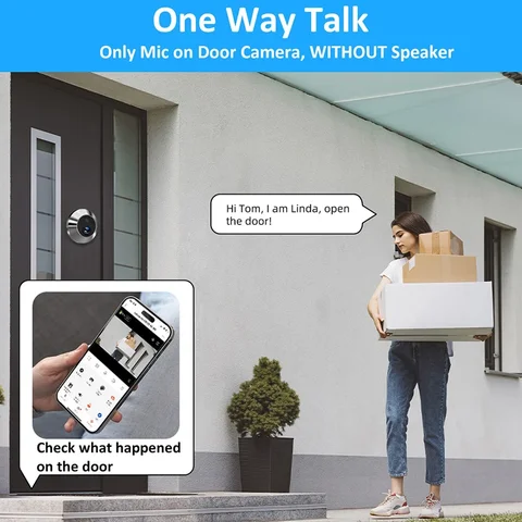 Jeatone Smart Tuya 3MP дверной звонок видеоглазок камера 140 °   2,4 Wi-Fi Волшебный дверной глазок для просмотра глаз PIR Motion с питанием от батареи