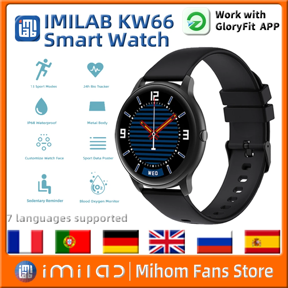 

Смарт-часы IMILAB KW66 для мужчин и женщин, умные часы, спортивный фитнес-трекер, 24 часа, монитор сердечного ритма во время сна IP68, водонепроницаемые часы