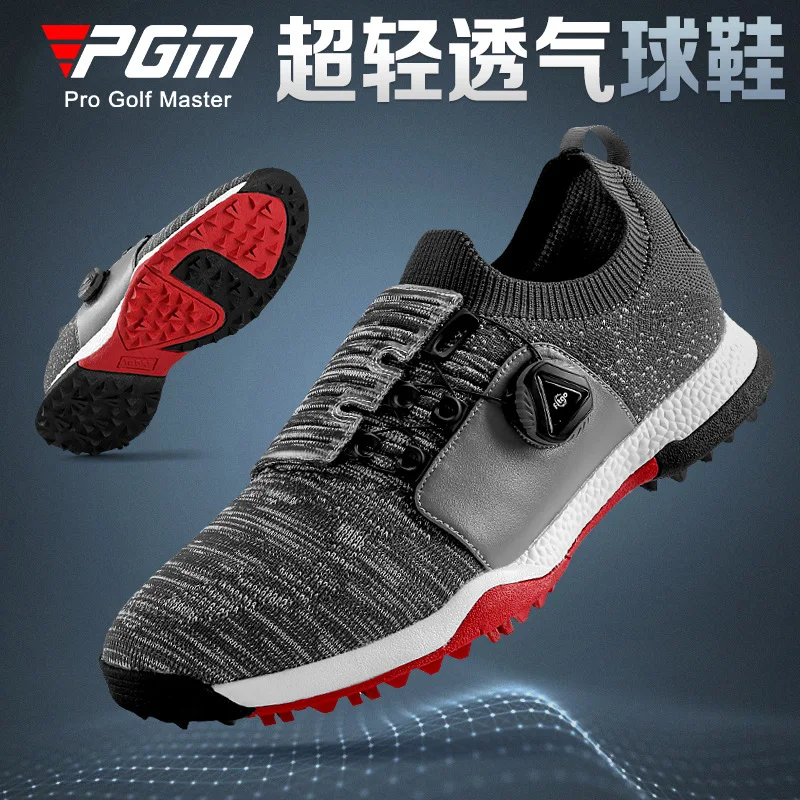 PGM New Golf Shoes Fly Fabric Golf Shoes Rotary Buckle Lightweight Breathable Sports Shoes