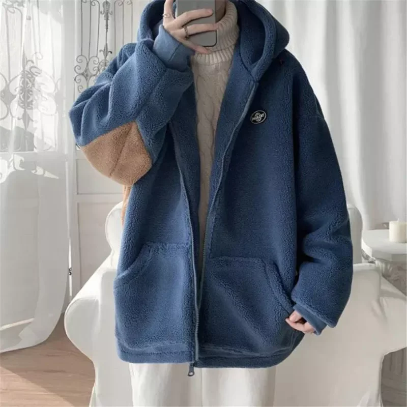 Men Warm Coats Polar Fleece Autumn Winter New Arrival Loose Hoodies Male Streetwear Hip Hop Hooded Tops Abrigos De Hombre