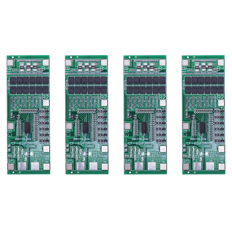 

4X 24V 6S 40A 18650 Li-Ion Lithium Battery Protect Board Solar Lighting Bms Pcb With Balance For Ebike Scooter
