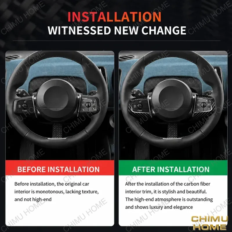 Фото 【CHIMU HOME】 Накладка на рамку кнопок рулевого колеса из настоящего карбона для Mini Cooper F54 F55 F56, элемент стайлинга интерьера №3