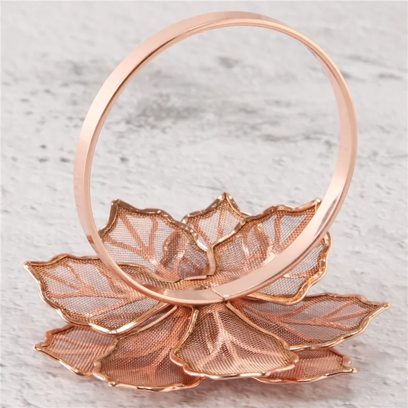 

12 Pieces Alloy Napkin Rings with Hollow Out Flower Napkin Holder Floral Rhinestone Napkin Rings Adornment