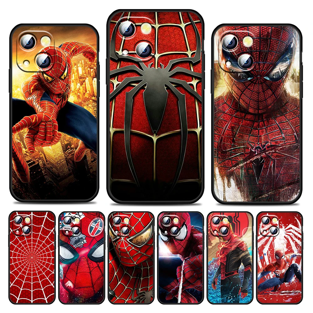

Avengers Spiderman Marvel For Apple iPhone 13 12 11 Pro Max Mini XS Max X XR 6 7 8 Plus 5S SE2020 Soft TPU Black Phone Case Capa