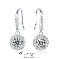 vinregem 925 sterling silver round brilliant cut 2ct pass test diamond moissanite drop earrings for women gift drop shipping