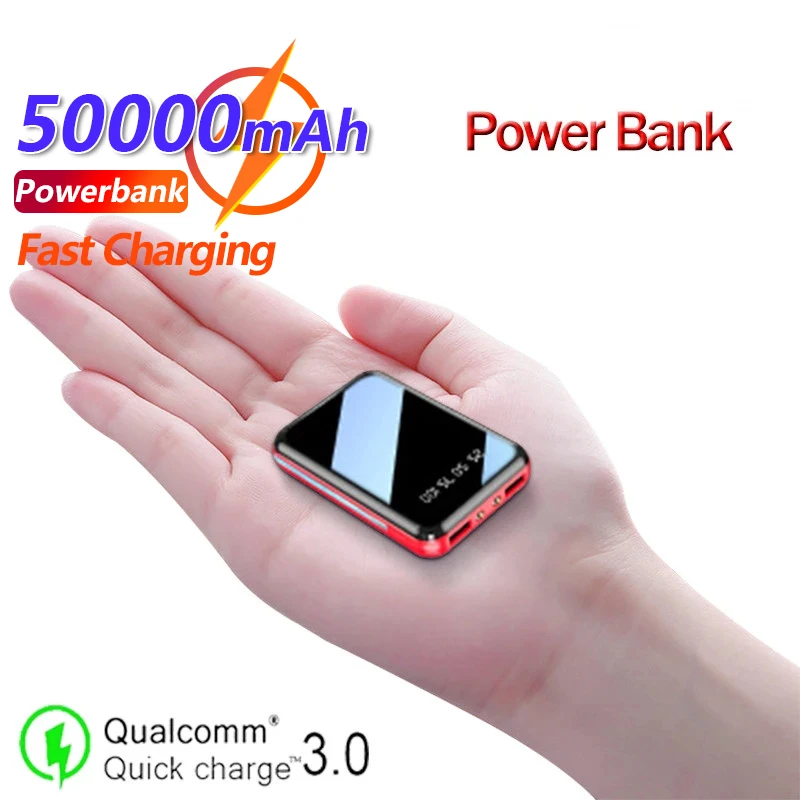 

Mini Charger 50000mAh Powerbank Fast Charging External Battery 2 USB Digital Display Phone Charger for Xiaomi Samsung IPhone13