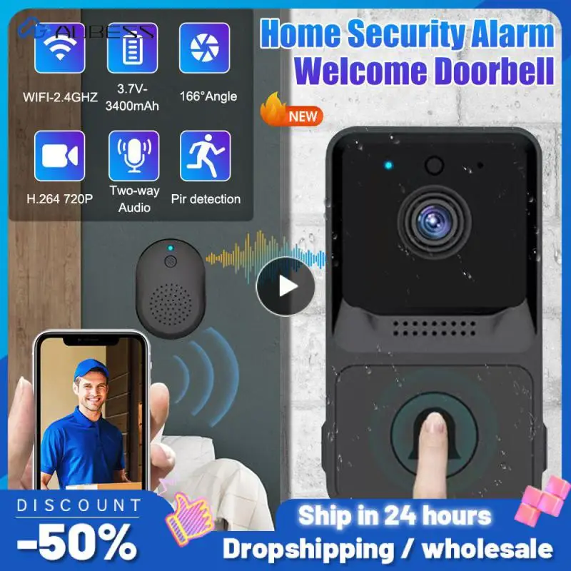 

1~8PCS Welcome Doorbell Real-time Wireless Home Security Alarm Infrared Night Vision App Control Video Doorbell