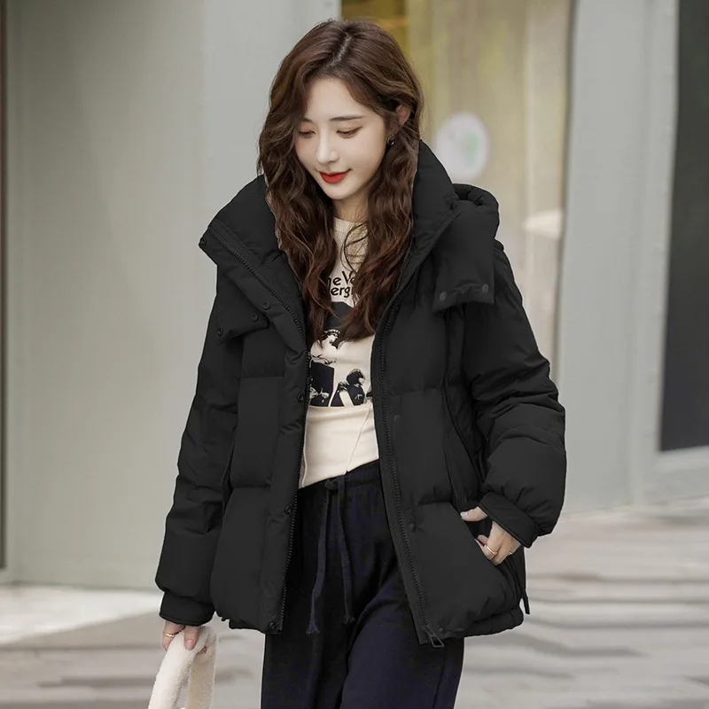 

Пуховик женский средней длины, новинка 2023, Корейская версия, свободный облегающий маленький и утепленный пуховик на белом утином пуху, зимняя куртка