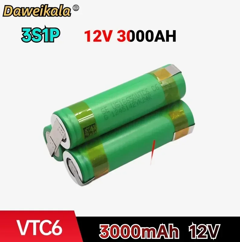 3S1P 12 6 В аккумулятор US18650 VTC6 3000 мАч 30 А для отвертки аккумуляторная паяльная лента
