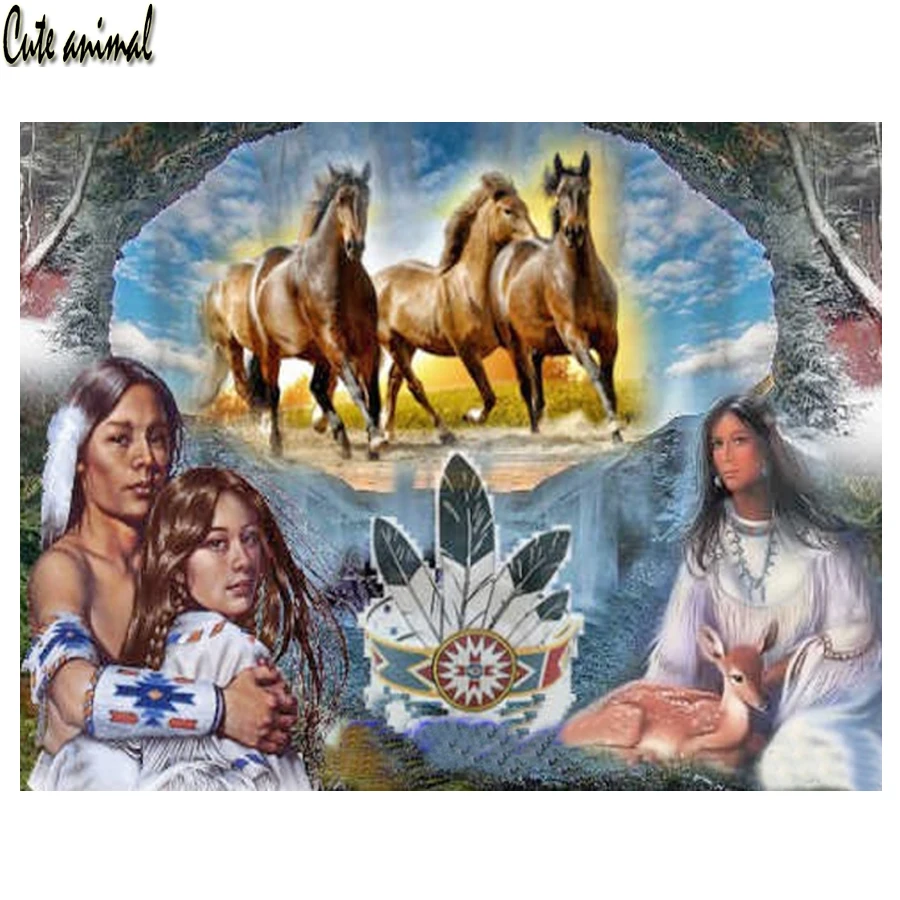 

5D Diy Diamond Painting Indian Couple Picture Mosaic Cross Stitch Kits Horse Animal Landscape Home Decoration Wall Sticker