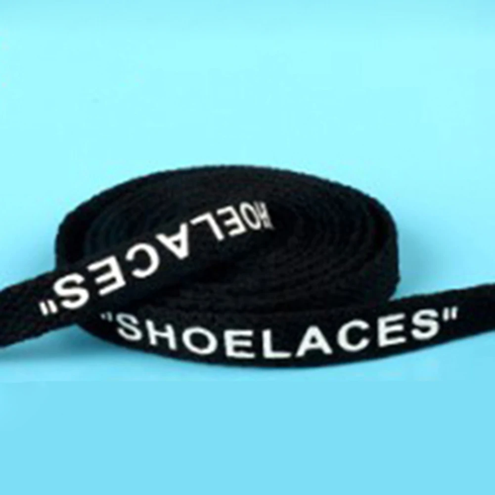 1 Pair 120cm  New Letter Printed Laces 0.8cm Width Canvas Sneakers Shoelace Polyester Flat Rope Shoe Laces Sport Running Strings