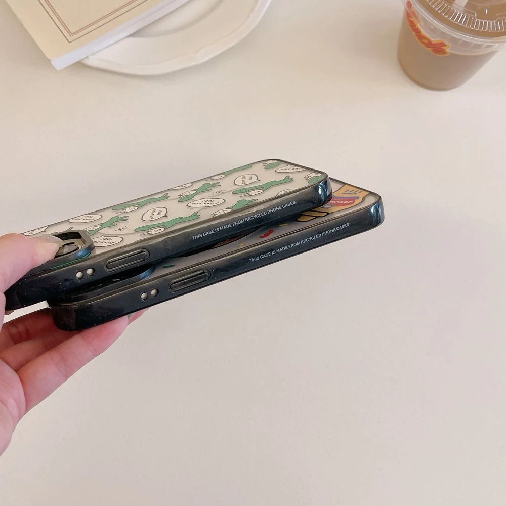 Милый модный чехол для телефона с черной границей динозавра 2 0 акриловый IPhone 11 12 13