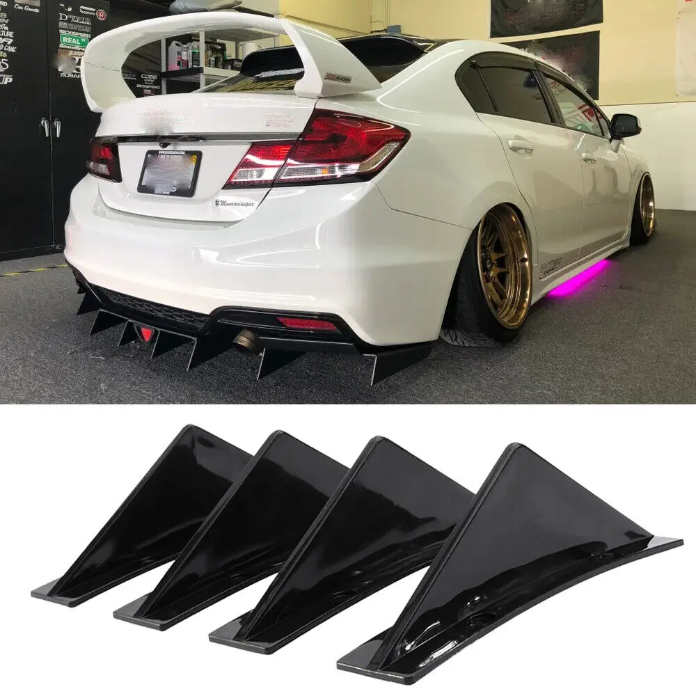 

LAICY For Honda Accord Civic SI Sedan CR-V 2017-2022 Car Curved Rear Bumper Diffuser Shark Fins Spoiler Lip Splitter Protector