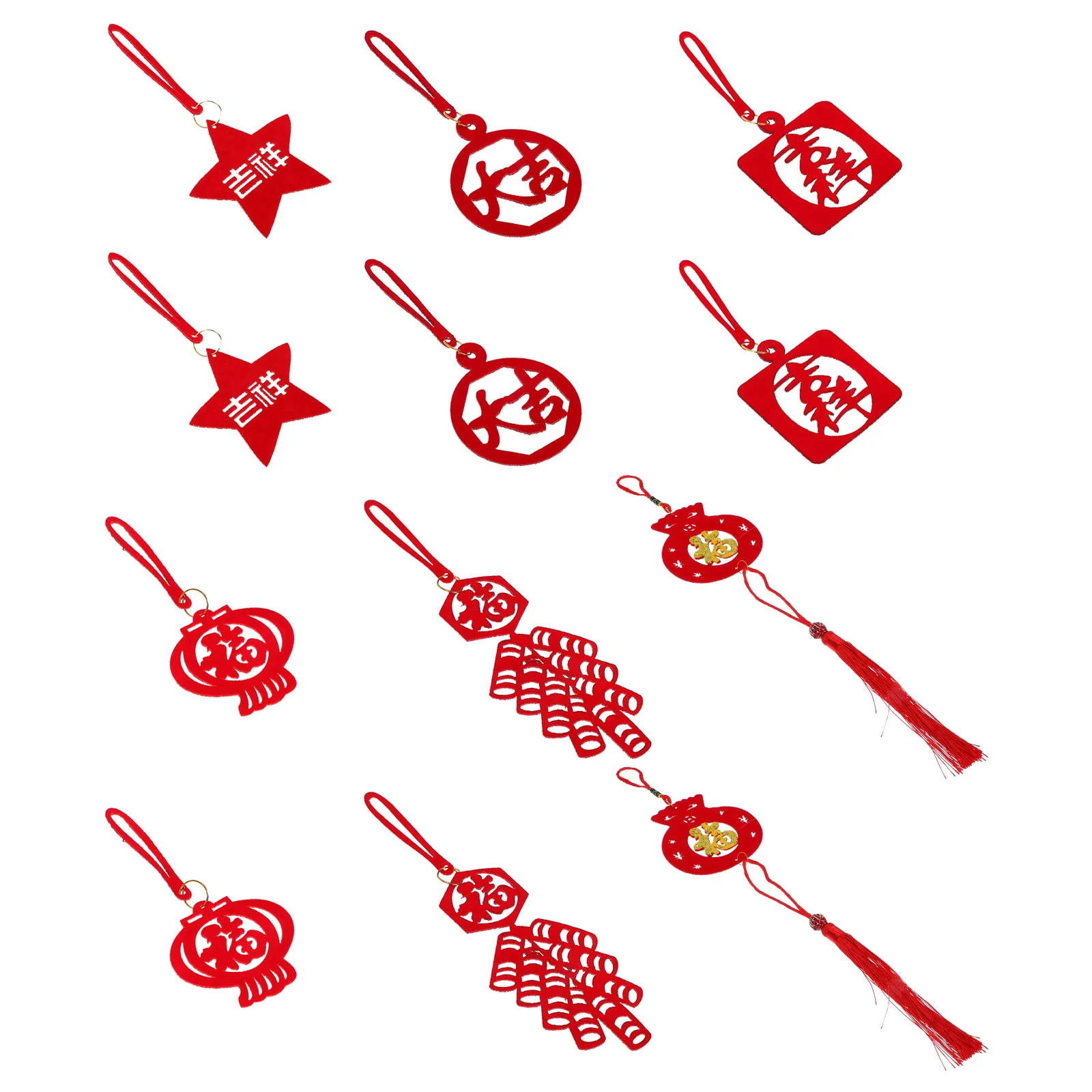 

48pcs Festive New Year Pendants Spring Festival Pendants DIY Felt Hanging Decors