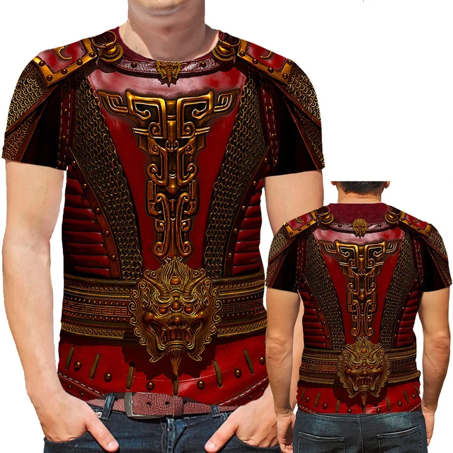 Мужская футболка в средневековом стиле с объёмным рисунком доспехи 4