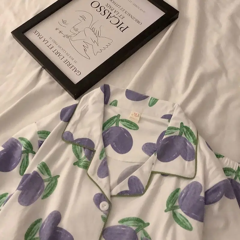 Pajamas women summer short-sleeved pants three-piece suit the spring and autumn period and the outer wear a household to take