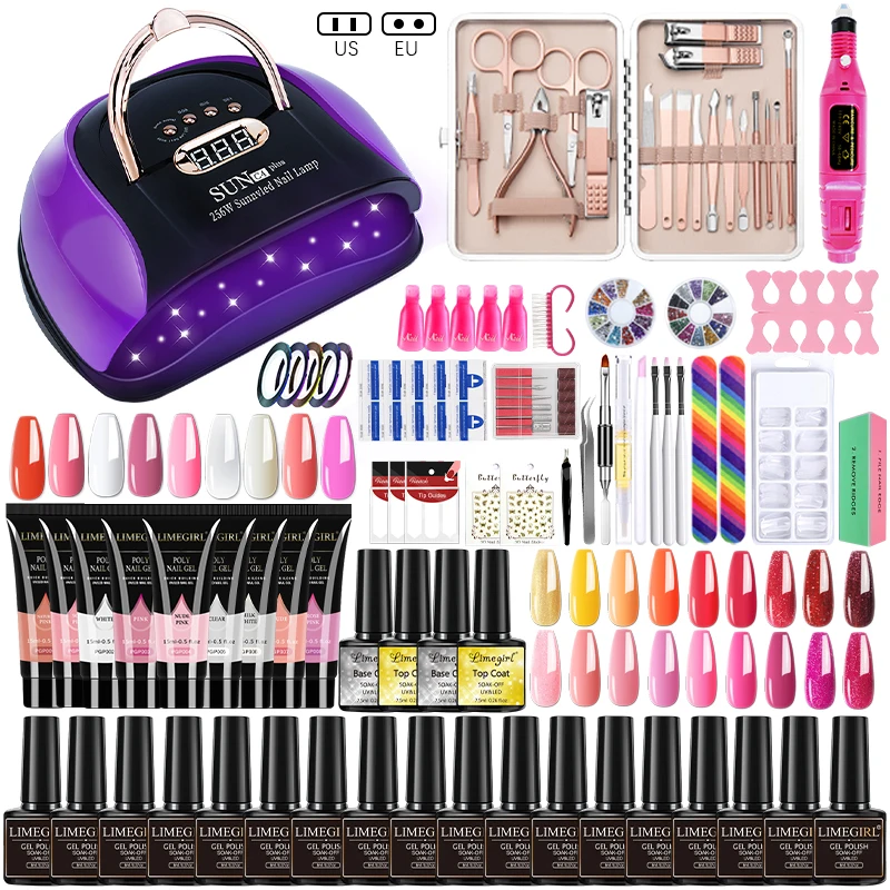 

Limegirl Nail kit 114W/72/54W Nail Lamp UV Gel Nail Polish Kit Manicure Art Tools Set Top Base Nail Drill Machine set